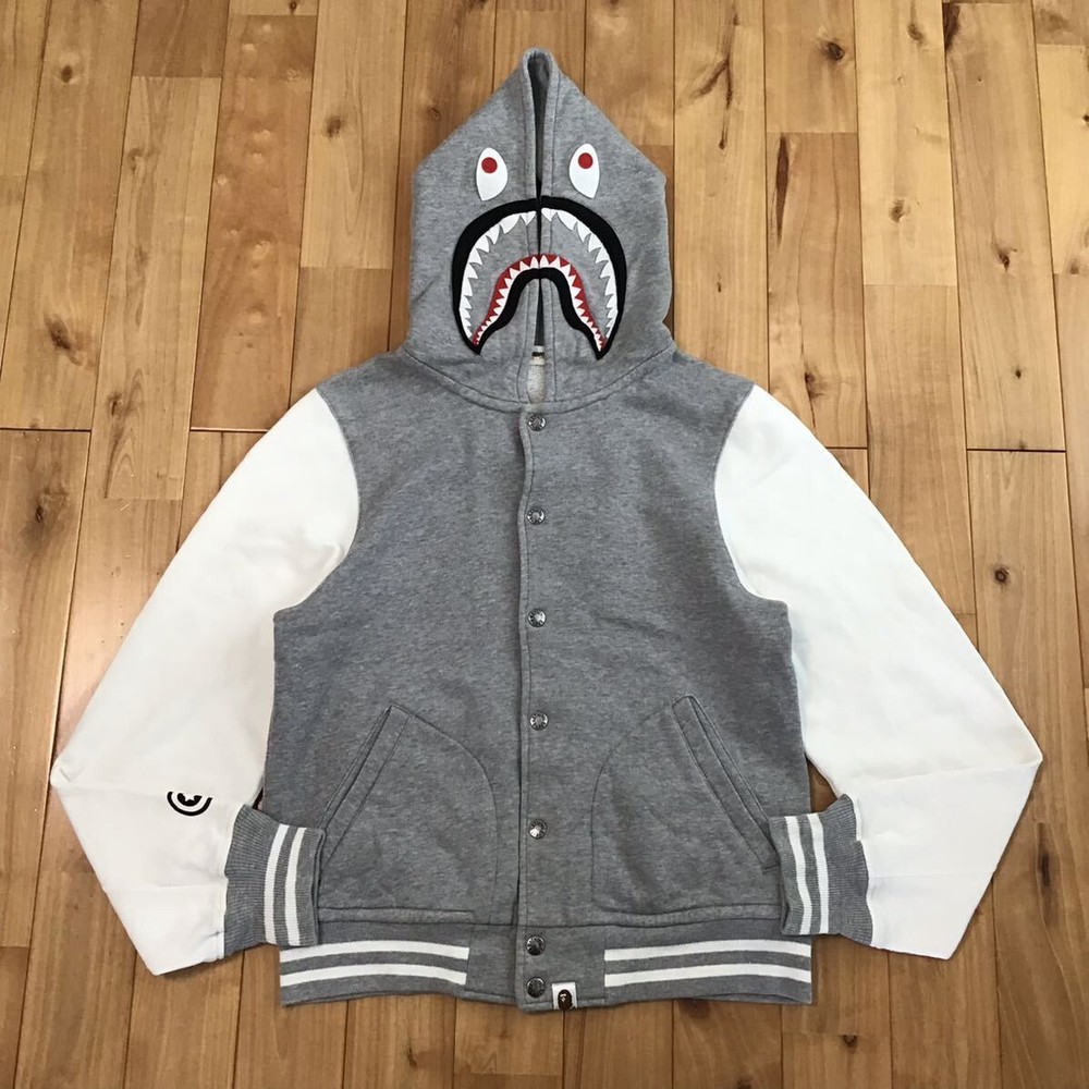 Shark Hoodie Sweatshirt Stadium Jacket S Size Gray Sweat Varsity A Bathing Ape