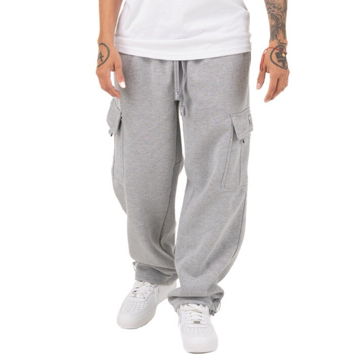 Pantalones deportivos Pro Club de carga de lana de peso pesado gris jaspeado nuevos con etiquetas