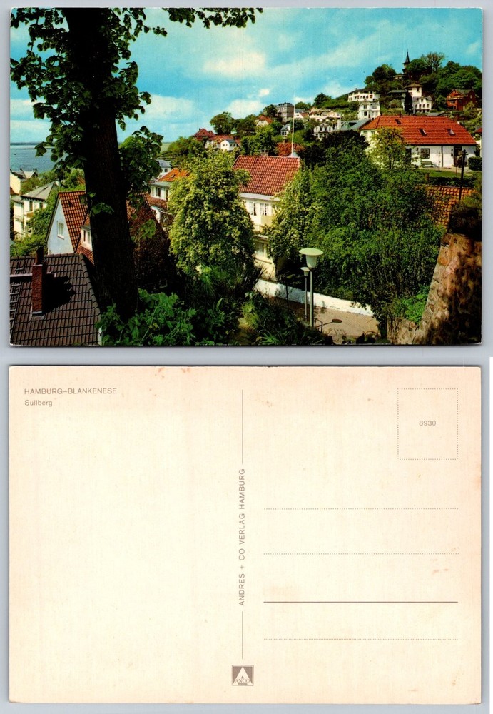 Vintage HAMBURG BLANKENESE Süllberg Hillside View GERMANY Postcard Andres Verlag