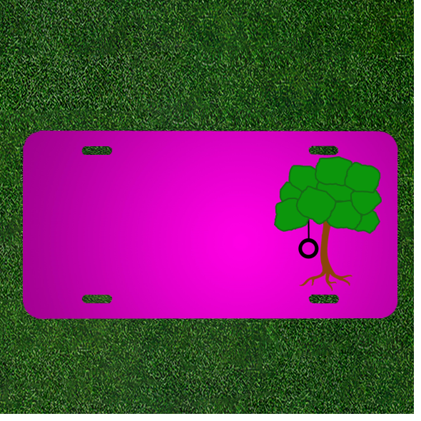 Create a Custom Personalized Car License Plate Featuring Names on a Green Tree Swing Tire Design for a Unique Touch