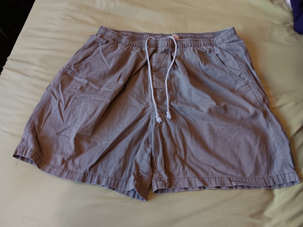 Reyn Spooner Men's XL Gray Cotton Casual Shorts Drawstring Elastic Waist Pockets