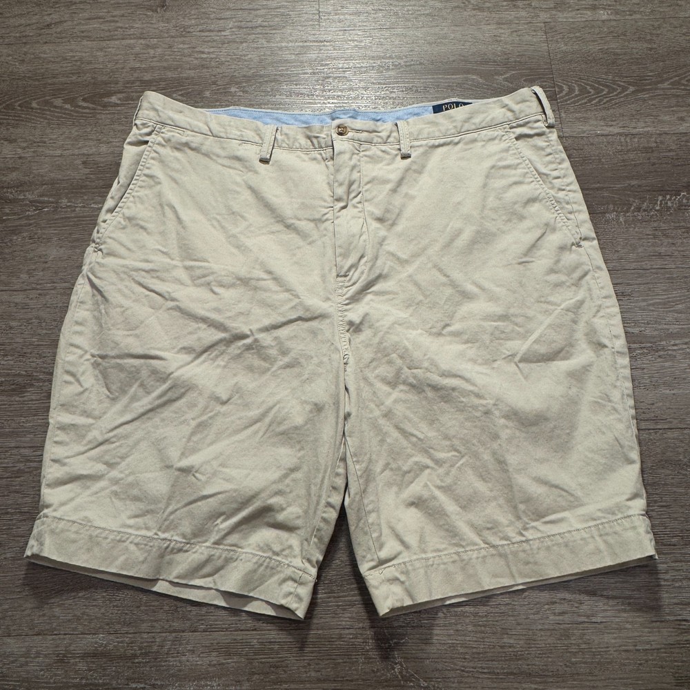 Polo Ralph Lauren Shorts Mens 40 Beige Chino Twill Cotton 9.5