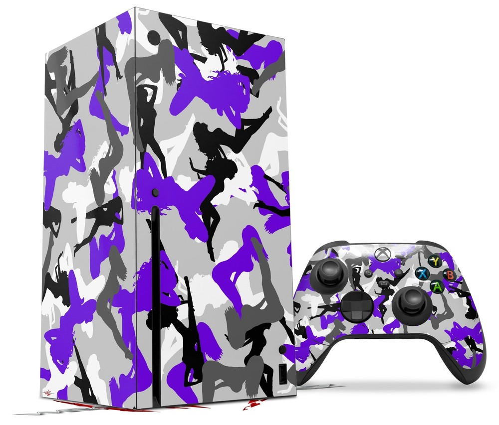 Skin Set for XBOX Series X Sexy Girl Silhouette Camo Purple