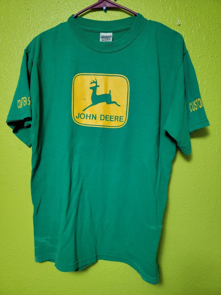 John Deere Men's Vintage Y2K Tractor Farmers Green T-Shirt Big Graphic Gildan M