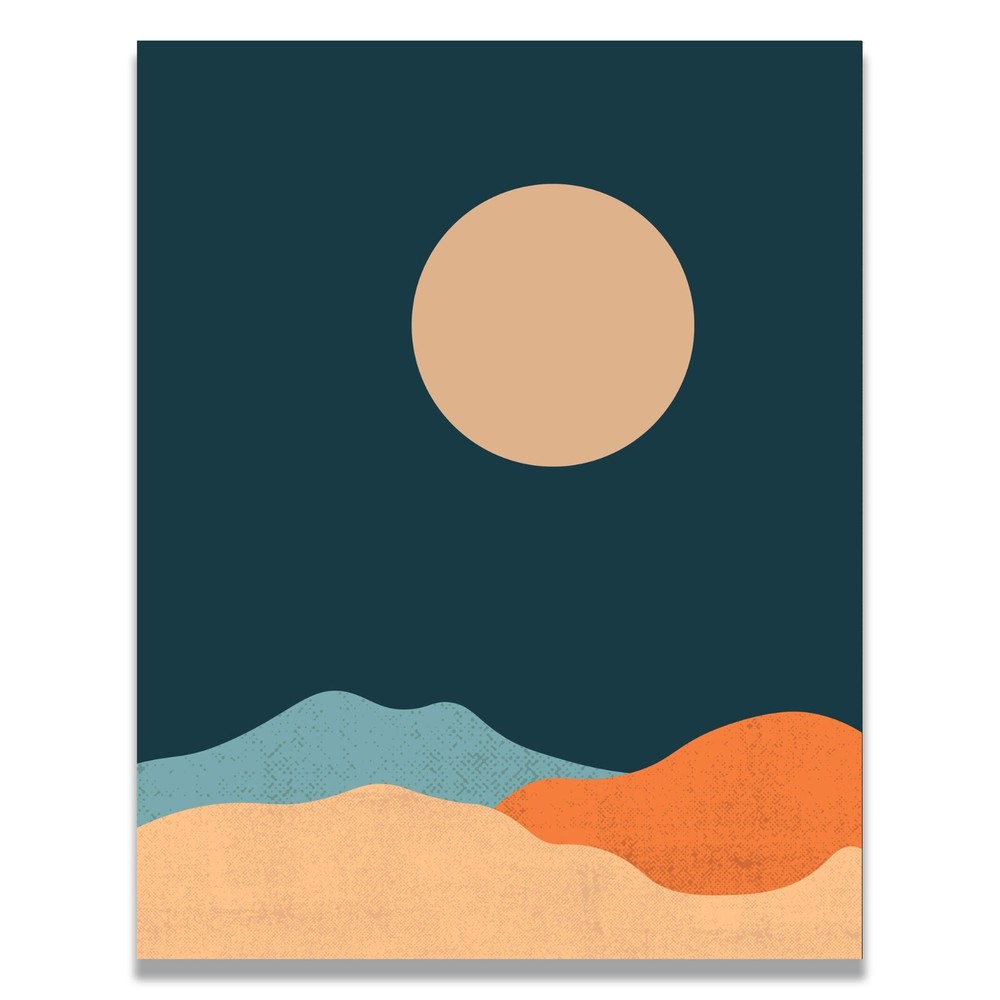 Abstract Moonlight Blue Mountain Art Print Wall Decor Poster