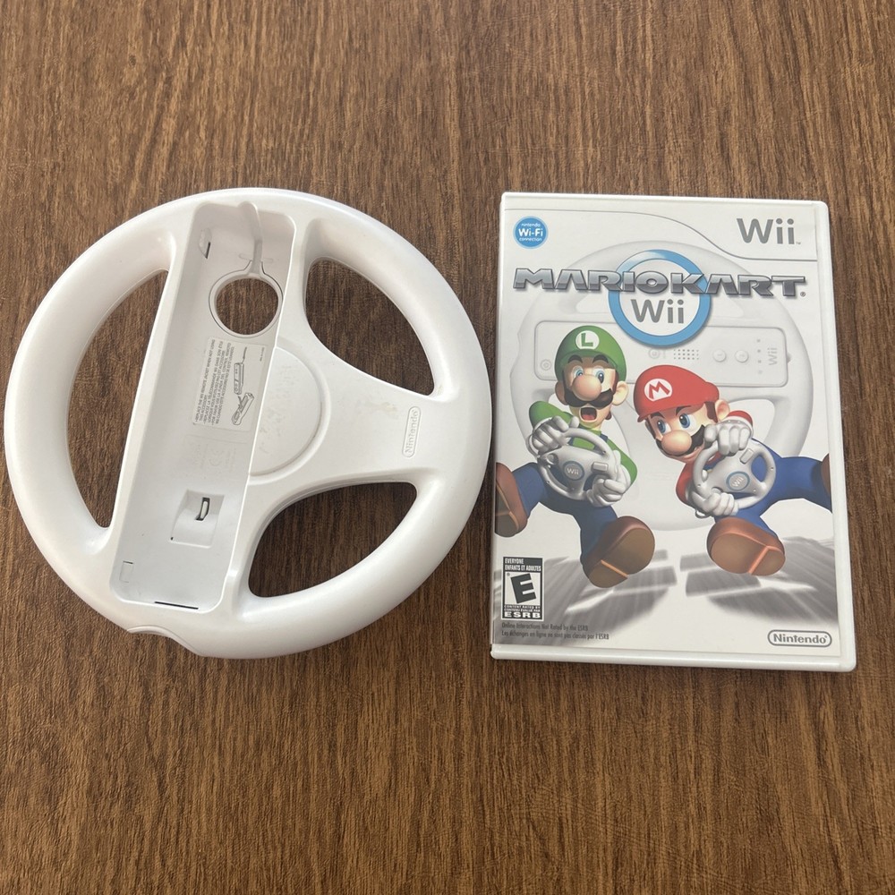 Nintendo Wii Mario Kart Video Game W/ Steering Wheel
