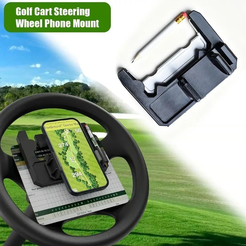 Golf Cart Steering Wheel Cell Phone Mount, Flip Up Phone Holder For Golf Cart