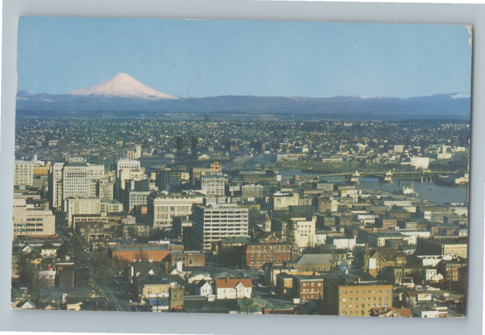 Portland Oregon City of Roses Mt St Helens Cascade Mountains Vintage Postcard K4