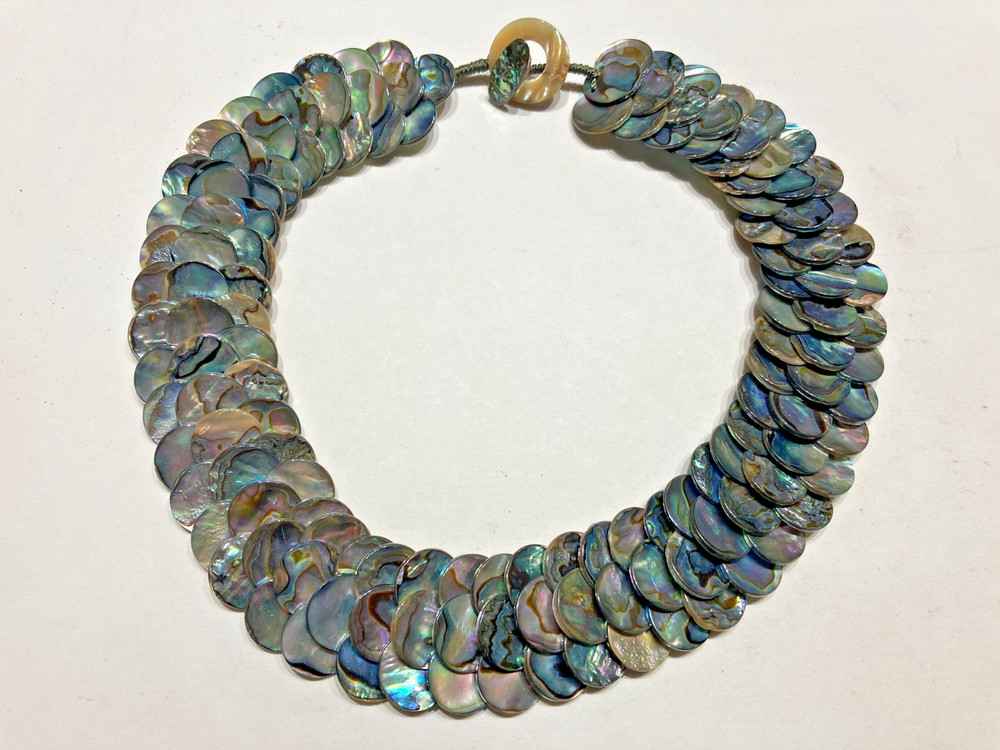 Incredible Vintage Mother Of Pearl Collar Bib Necklace