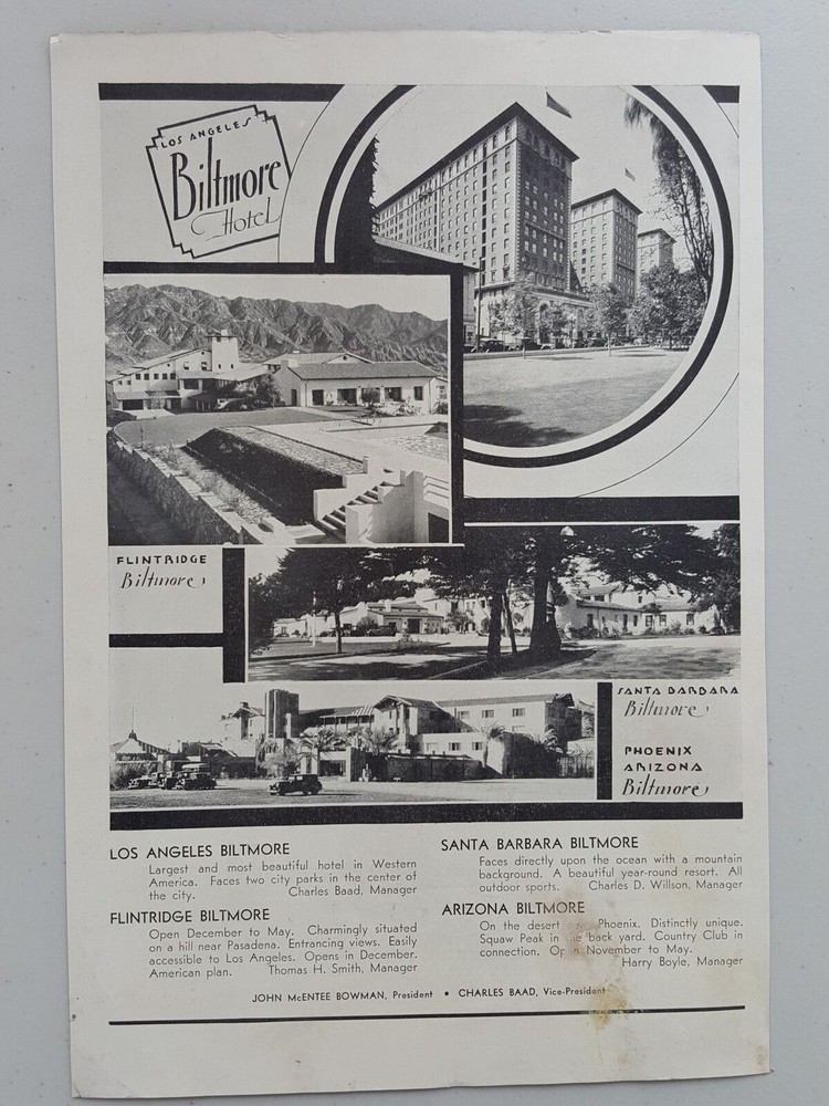 1930 Biltmore Hotel Los Angeles Travel Accommodations Vintage Magazine Print Ad-image