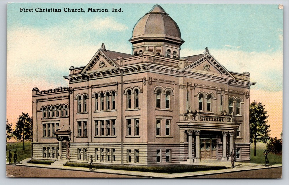 Marion Indiana~First Christian Church Exterior View~PM 1911~Vintage Postcard