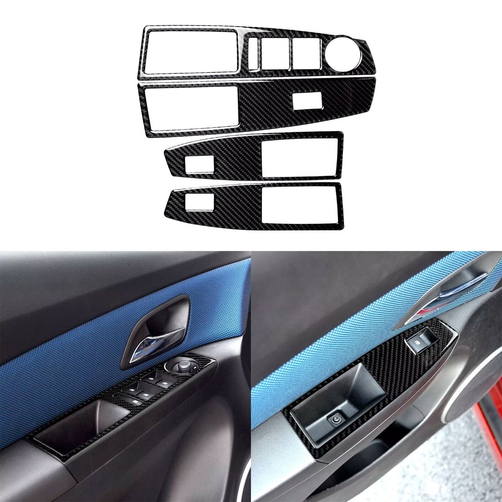 Real Carbon Fiber Window Lift Switch Panel Cover Trim For Chevrolet Cruze 09-15