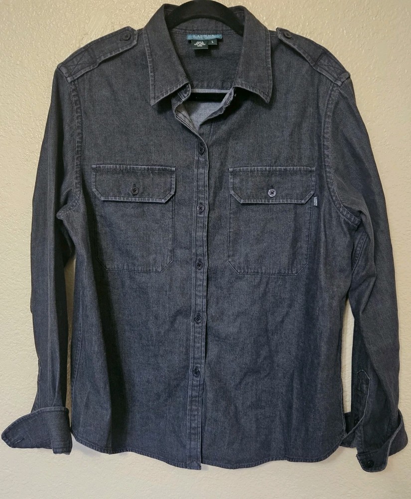 LAUREN RALPH LAUREN Beacon Button-Up Denim Shirt Size L 2845192M001 C