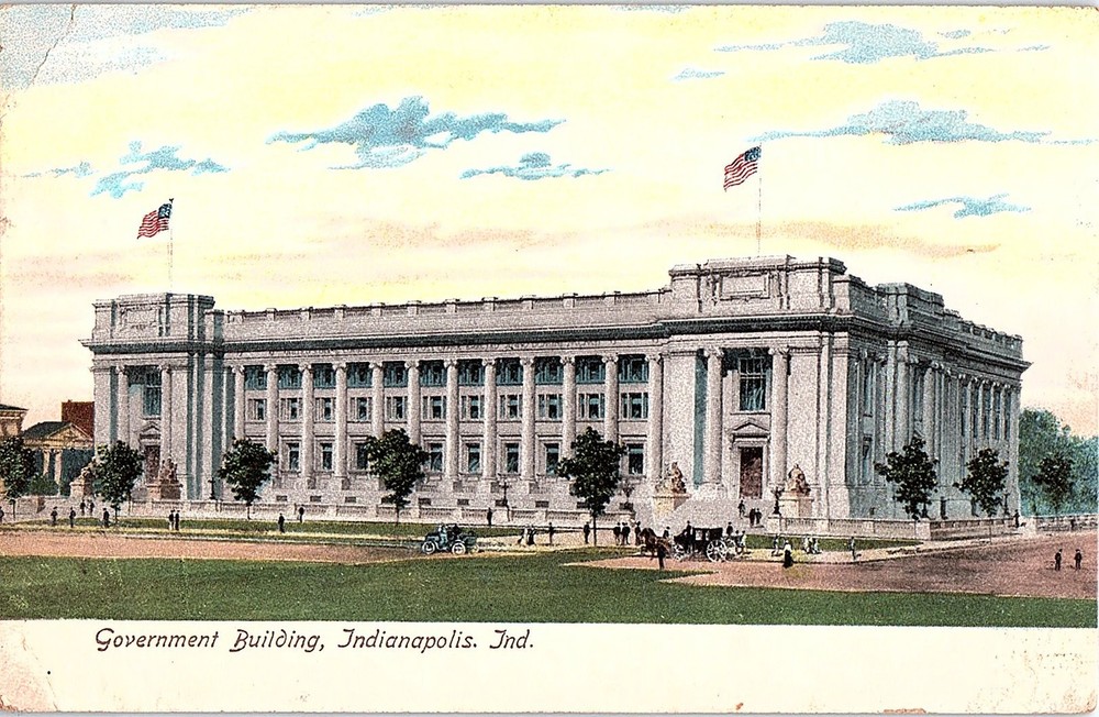 Postcard BUILDING SCENE Indianapolis Indiana IN m/09 AI4956