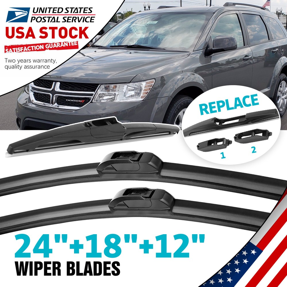 Dodge Journey 2009-2022 Windshield Wiper Blades Set 24 18 12 Inch Replacement