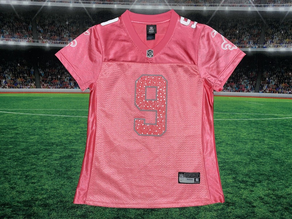 New Orleans Saints Drew Brees #9 Pink Jersey Women’s Large Reebok Team Apparel Football Fan Gear