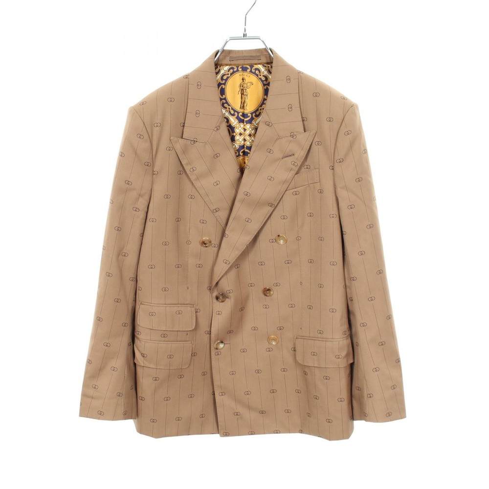 GUCCI Tailored Jacket Blazer 595425 wool Brown Yellow Used mens #7-48R