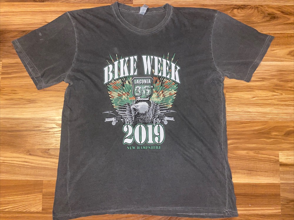 2019 Laconia Bike Week Shirt Gray Skull Biker Motorcycle Rally NH Adult XL