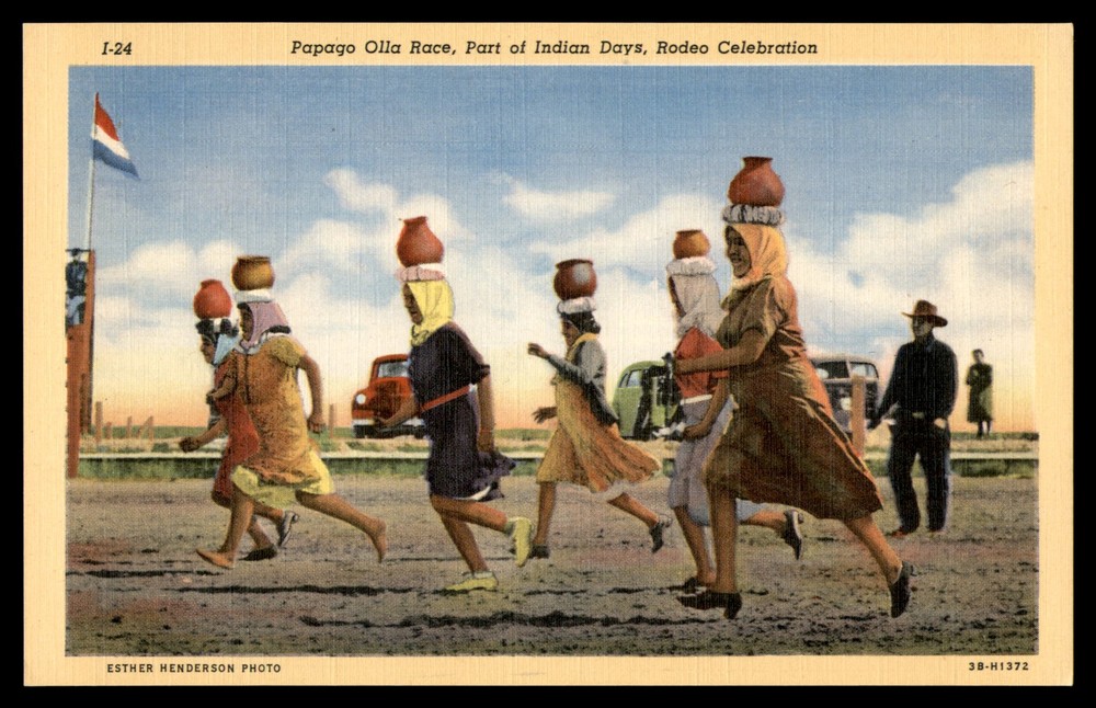 Postcard Papago Olla Race, Part Of Indian Days, Rodeo Celebration