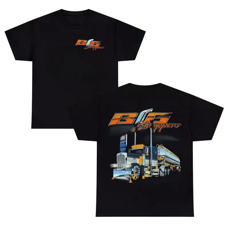 Big Strappers Tanker Truck T-Shirt ? Classic Chrome Semi Truck Graphic Tee