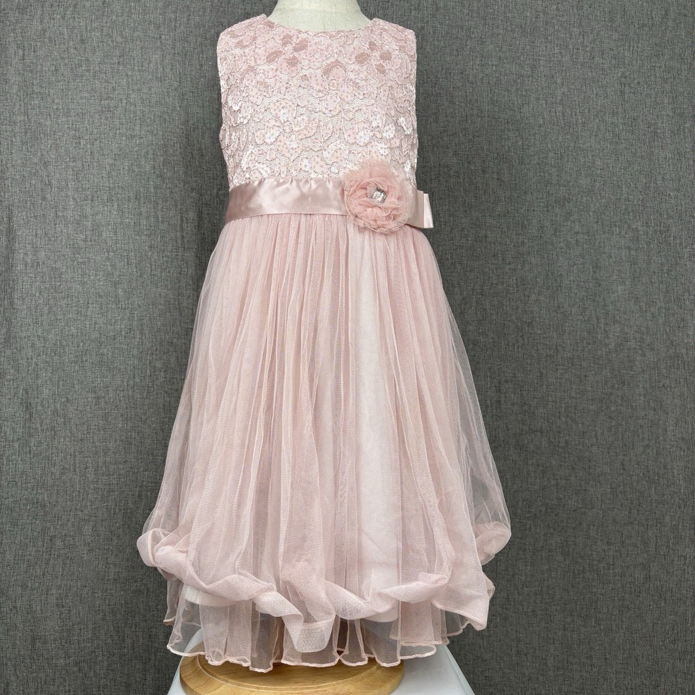 Girls Pink Lace Dress Size 6X Tulle Party Flower Girl Formal