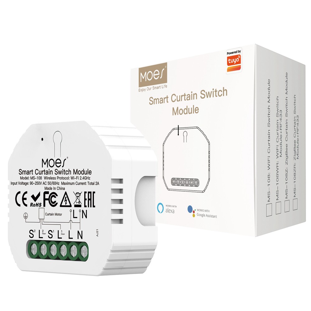 MOES WiFi Smart Roller Shutter Blinds Switch Module Timer Alexa Google APP