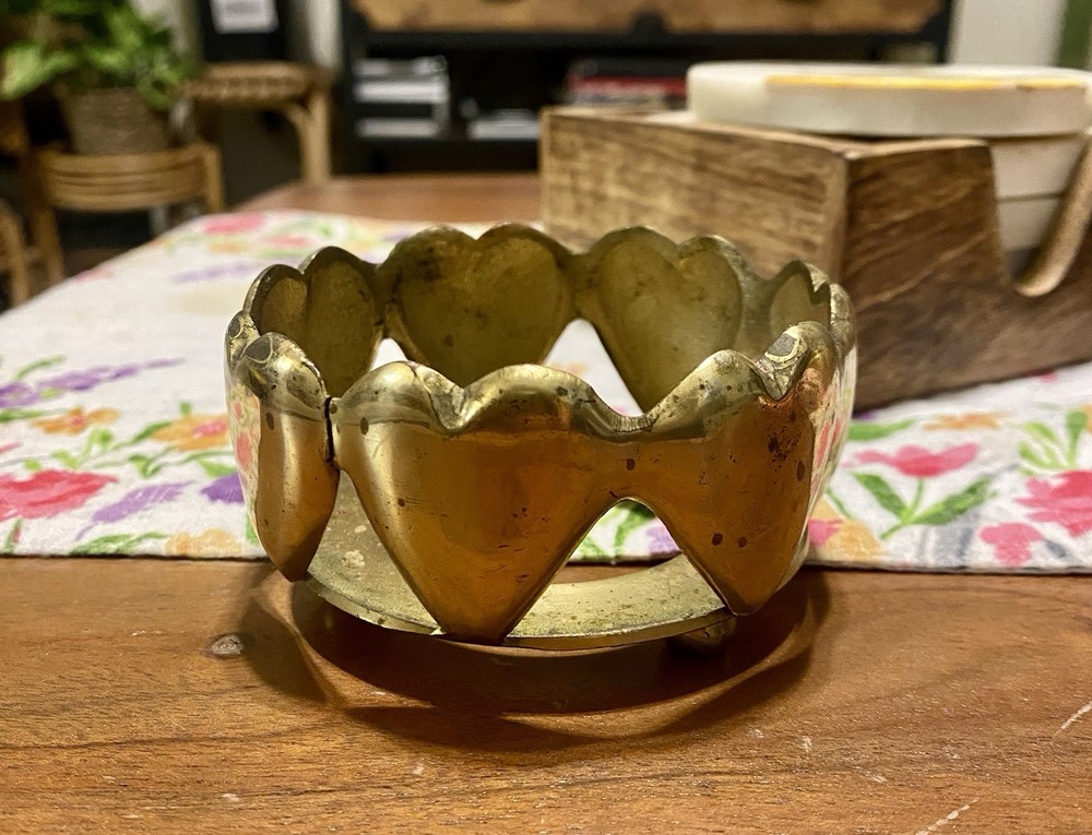 Vintage Brass Heart Candle Holder