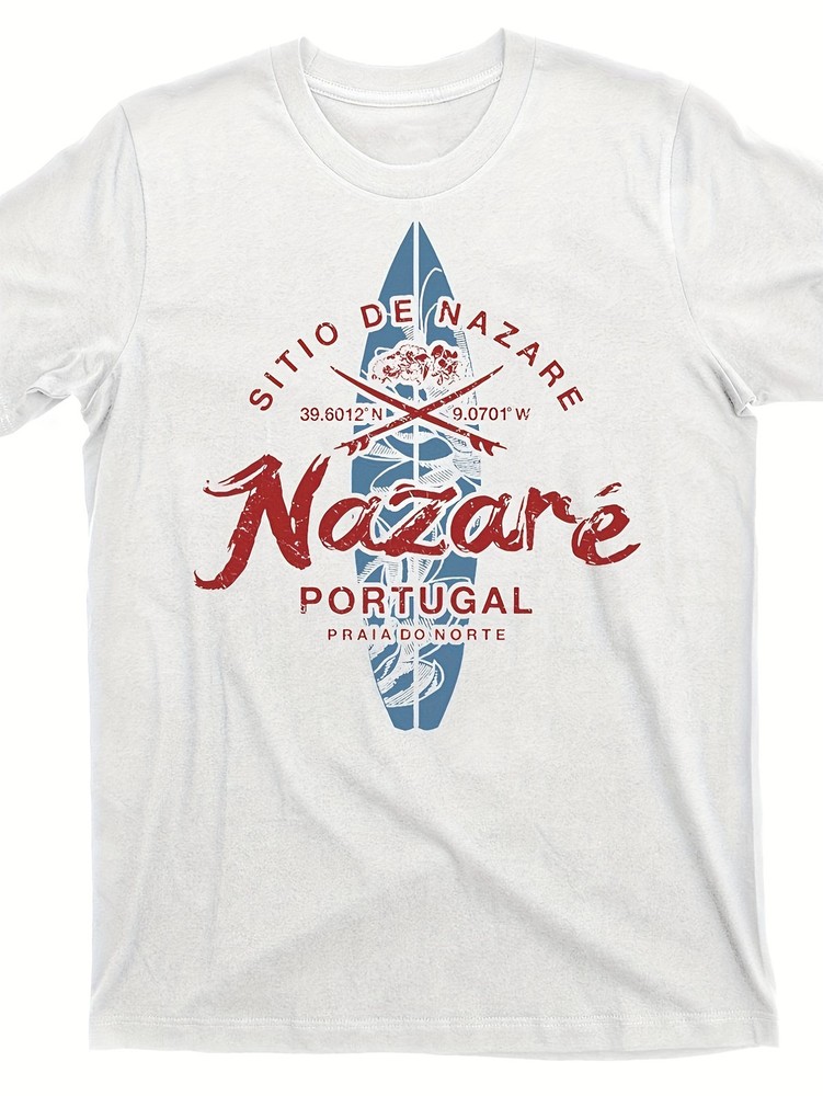 Lisbon Portugal Retro Surf Graphic T-Shirt Vintage Beach Surfing Tee