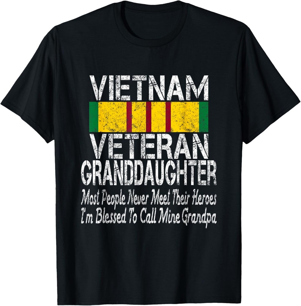 NEW LIMITED US Military Family Vietnam Veteran Granddaughter T-Shirt