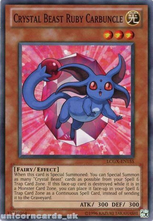Crystal Beast Ruby Carbuncle LCGX-EN155 Common Unlimited Edition Heavily Played