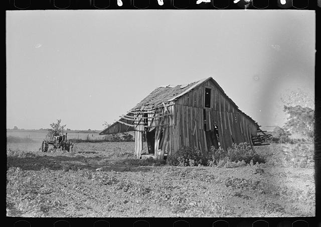 Wagoner County Oklahoma 1939 Tractor Plowing Near Wrecked Tenant House