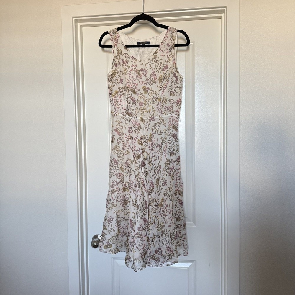 Brooks Brothers 100% Silk Dress floral spring vinyard wine grapes sz 4