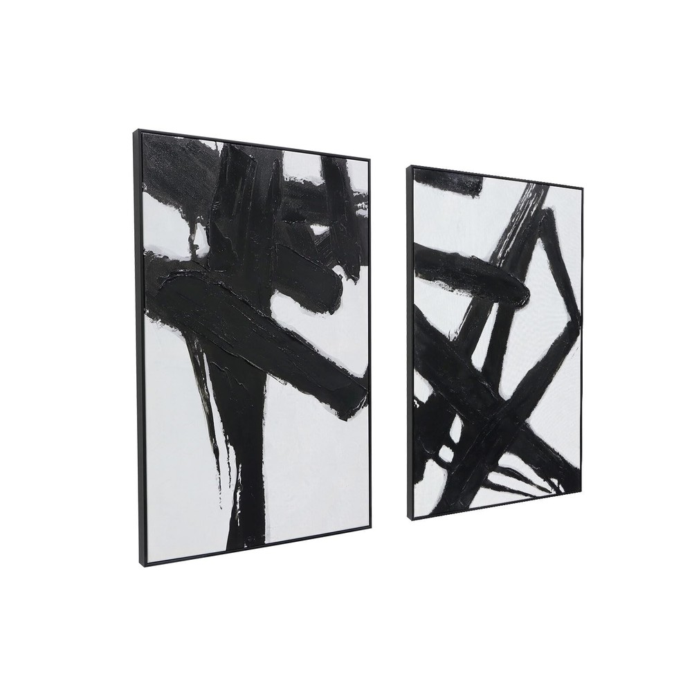 Black and White Abstract Canvas Wall-Art - 2 Piece 24