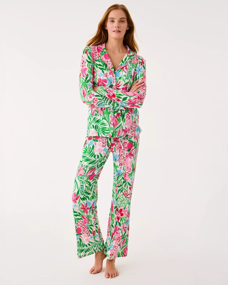 NWT Lilly Pulitzer Glowing Gardens Knit PJ Top & 30.5