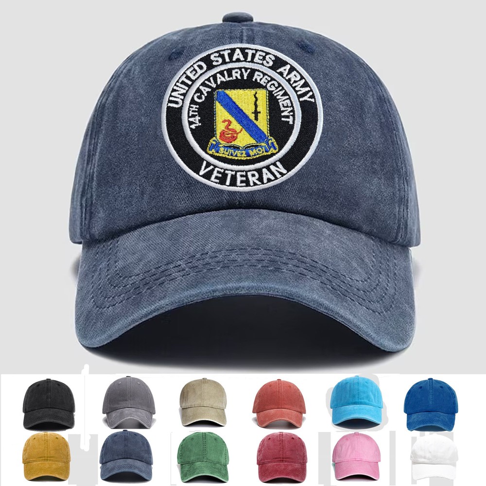 Custom Embroidered Hat US Army 14th Cavalry Regiment Veteran, Veteran Cap, Gift