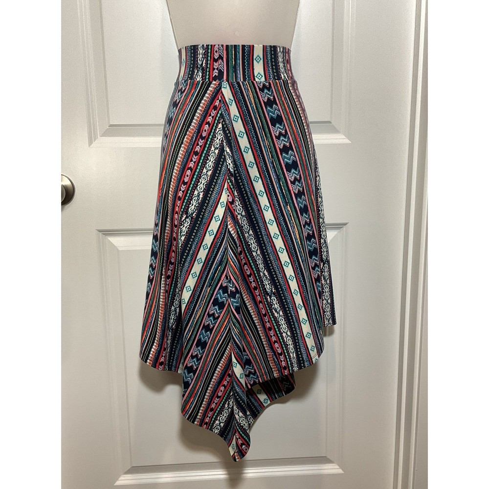 NWT Maurices Womens Midi Skirt L Geometric High Waist Boho Festival Skirt