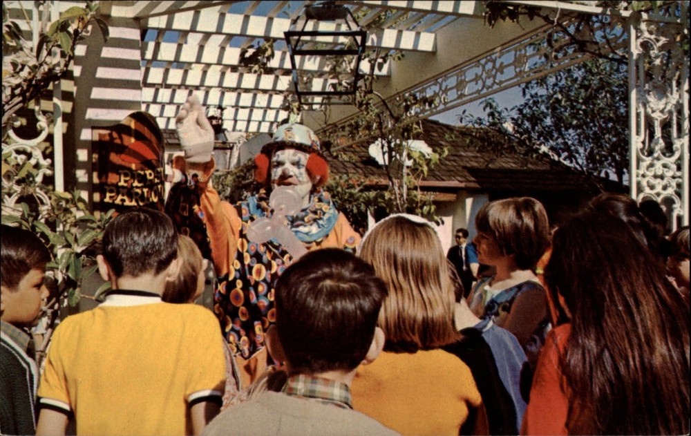 San Pedro California Ports O' Call Village Clown making balloon animal  postcard