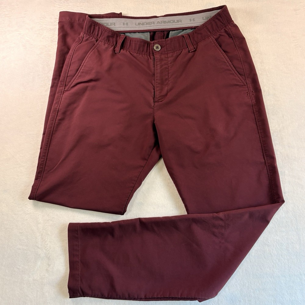 Under Armour Golf Pants Mens 34x32 Maroon Performance Activewear Stretch Outdoor