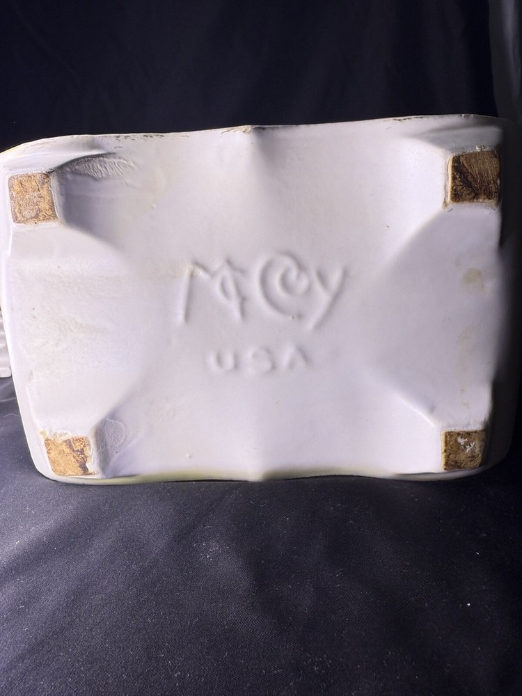 Vintage Mccoy Pottery White Gold Stove Cookie Jar Wood Burning Stove USA CHIPS