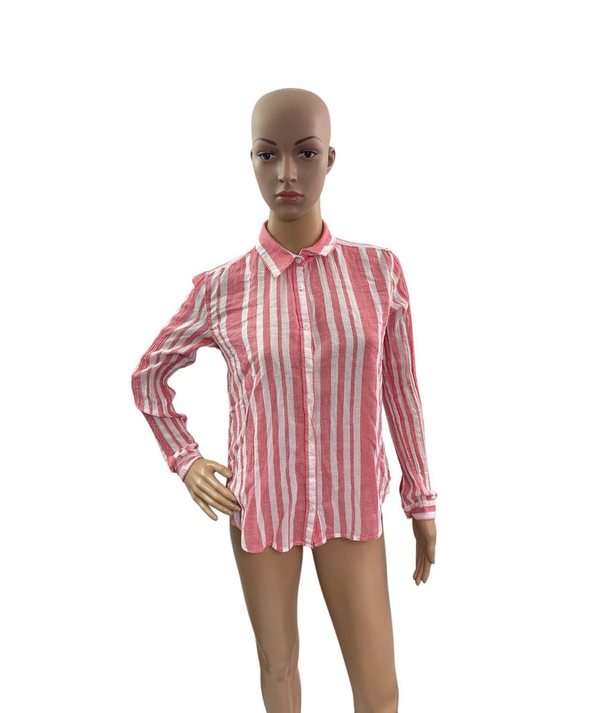 Ann Taylor LOFT Women’s Size XS Long Sleeve Button Down Red White Shirt