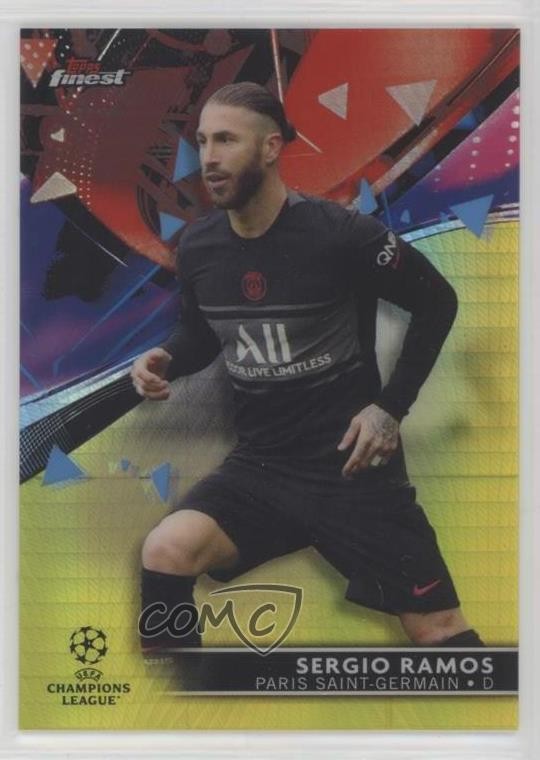 2021-22 Topps Finest UCL - Sergio Ramos #70 Yellow Prism Refractor /250