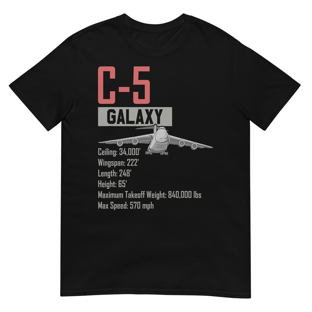 American C-5 Galaxy Military Transport Aircraft T-Shirt