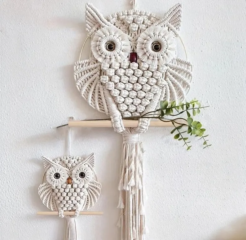 Macrame Owl Wall Hanging, Owl lover Gifts Ideas Wall Decor Best X-MAS Gift
