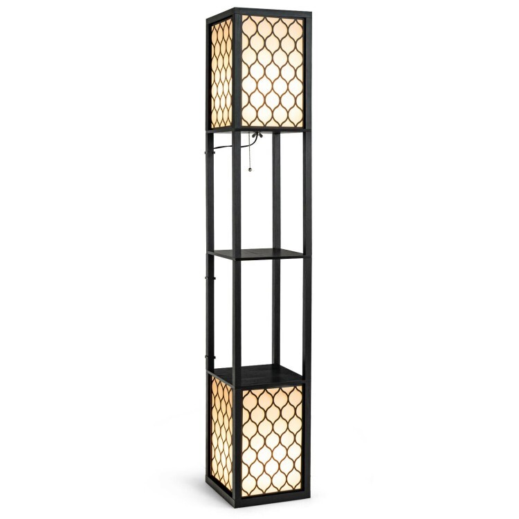 Modern Freestanding Floor Lamp with Shelves, Dual Pull Chain & Foot Switch