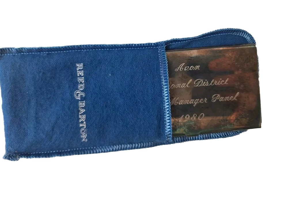 reed and barton sterling Cardholder Vtg 1980 Avon Engraved