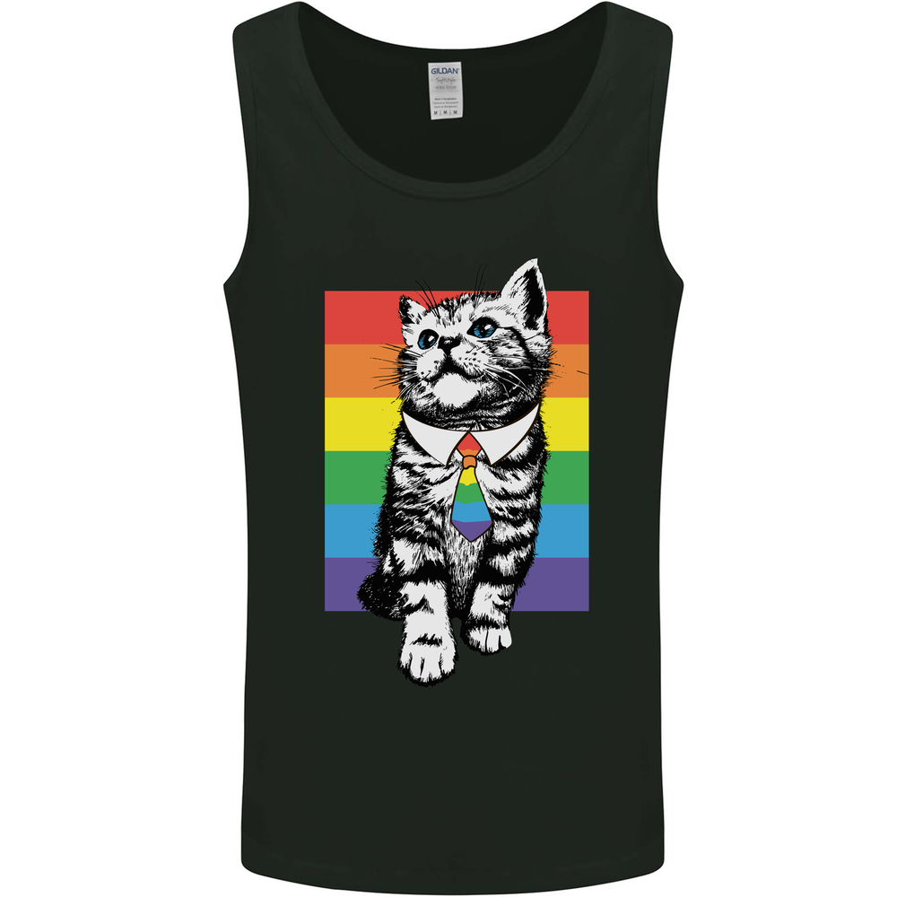LGBT Cat Gay Pride Day Awareness Mens Vest Tank Top