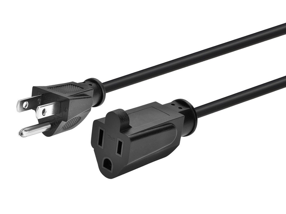 3-Prong  Extension Cord - 6 Feet - Black | NEMA 5-15P to NEMA 5-15R, 16AWG, 13A