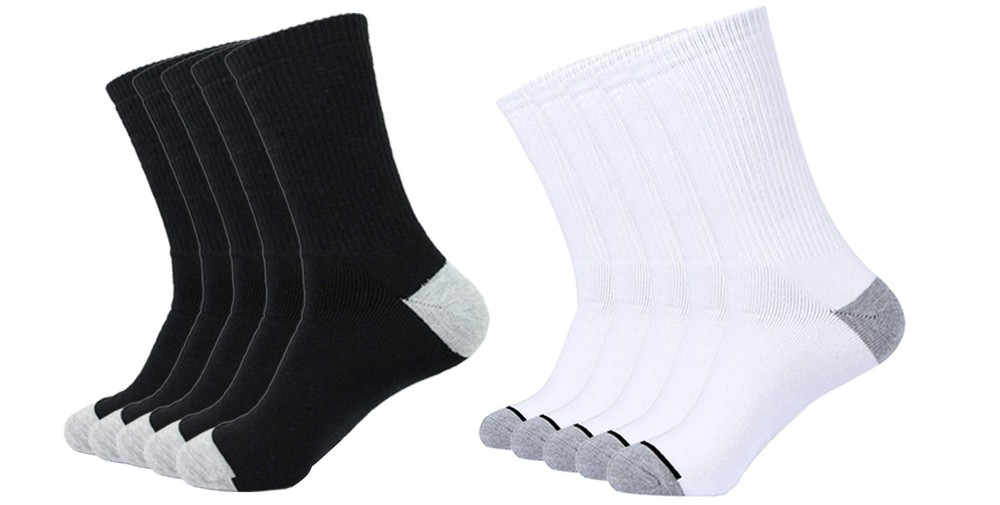 10P Men's Cotton Moisture-Wicking Cushioned Crew Socks (10-13)