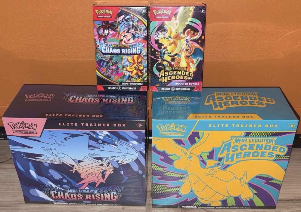 Pokémon TCG Ascended Heroes Chaos Rising ETB Two Booster Bundles Lot Of 4 New!
