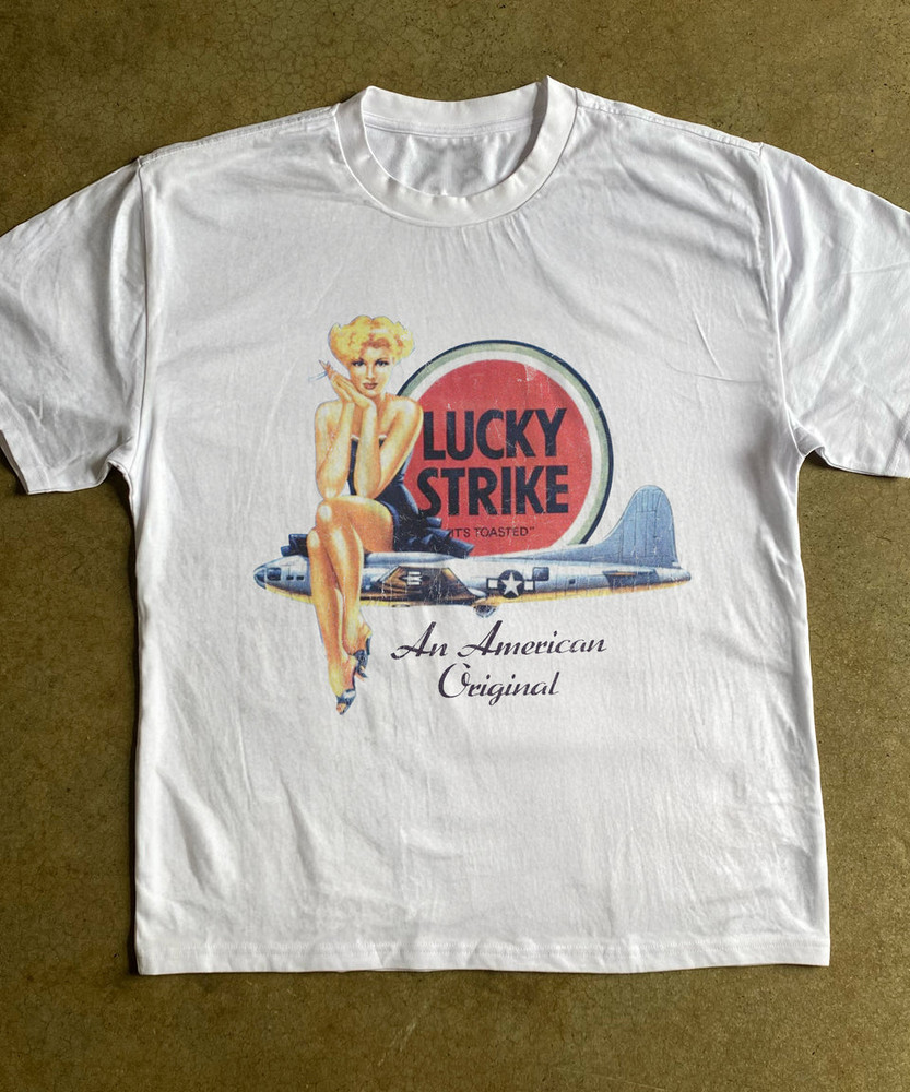 Vintage Lucky Strike T-Shirt OG Cigarette Brand Retro Logo Tee S-5XL